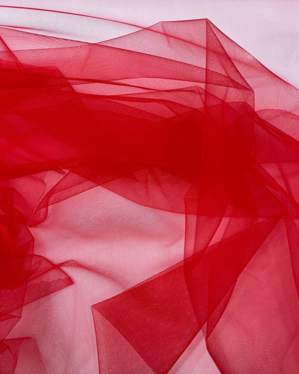 Red Nylon Tulle Fabric by the Yard, 63" Wide Soft Stretch Mesh Fabric for Veils, Wedding Dresses, Decor & Sewing